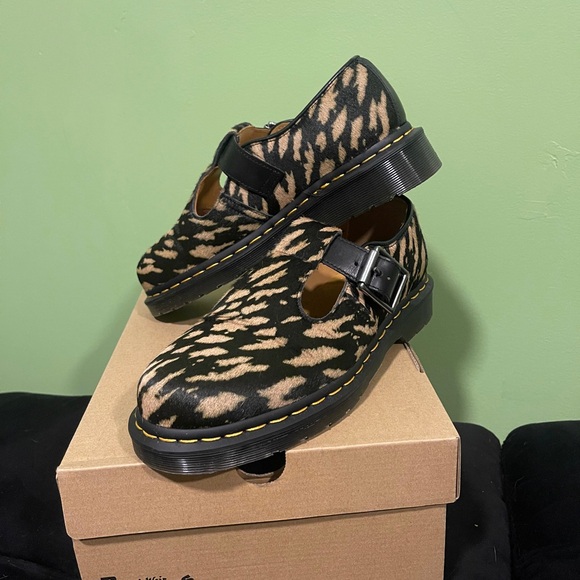 Dr. Martens Shoes - Dr. Martens Black and Tan Leopard Mary Jane Flats